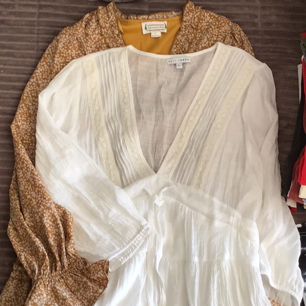 Bundle of 2 Mini Dresses with Long Sleeves - Floral Ruffle & Flowy Boho